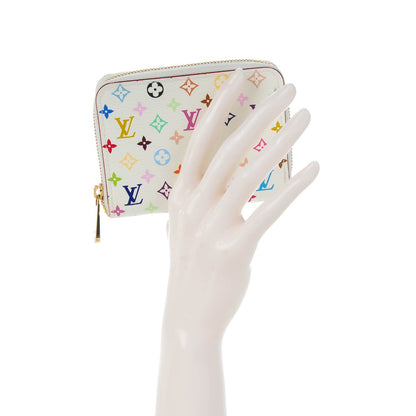 Louis Vuitton Monogram Multicolor Zippy Coin Purse Wallet White Litchi 2 of 7