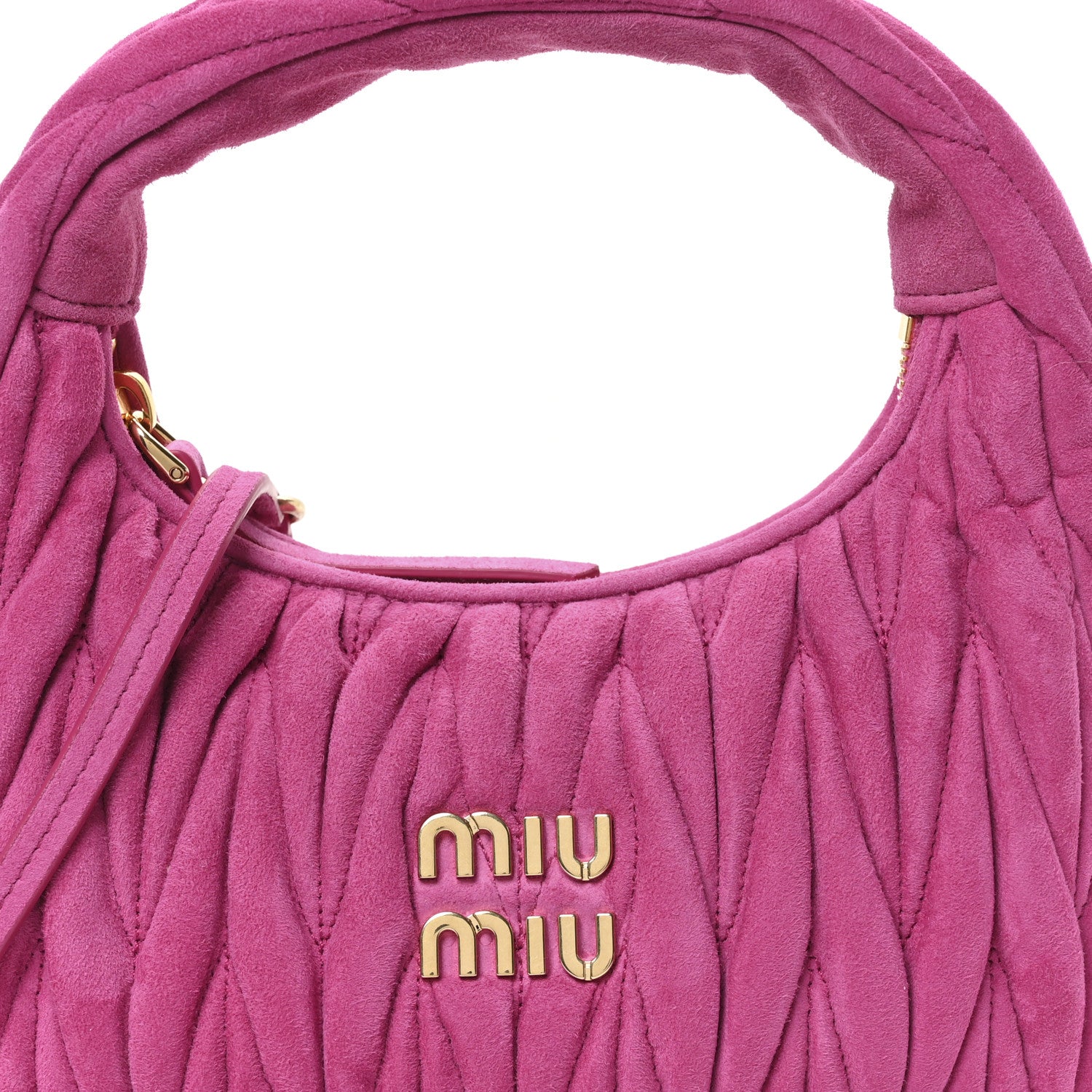 Miu Miu Suede Matelasse Mini Wander Hobo Fuxia 8 of 11