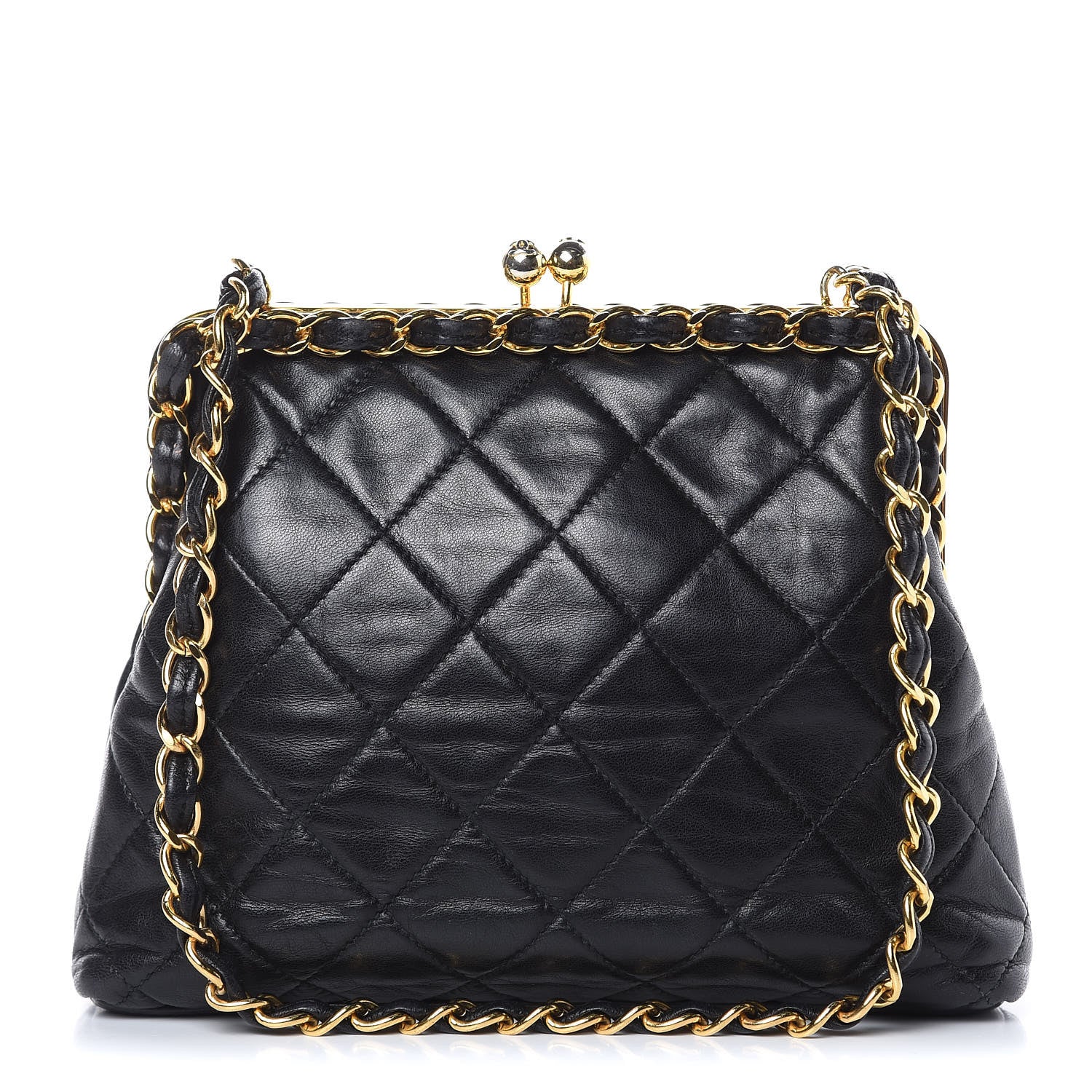 Chanel Lambskin Quilted Small Kisslock Evening Bag Black 1 of 15