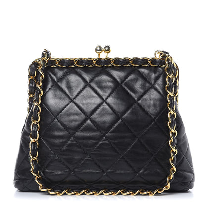 Chanel Lambskin Quilted Small Kisslock Evening Bag Black 1 of 15