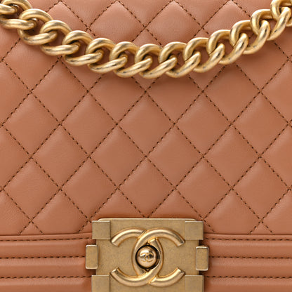 Chanel Lambskin Quilted Medium Boy Flap Dark Beige 8 of 11