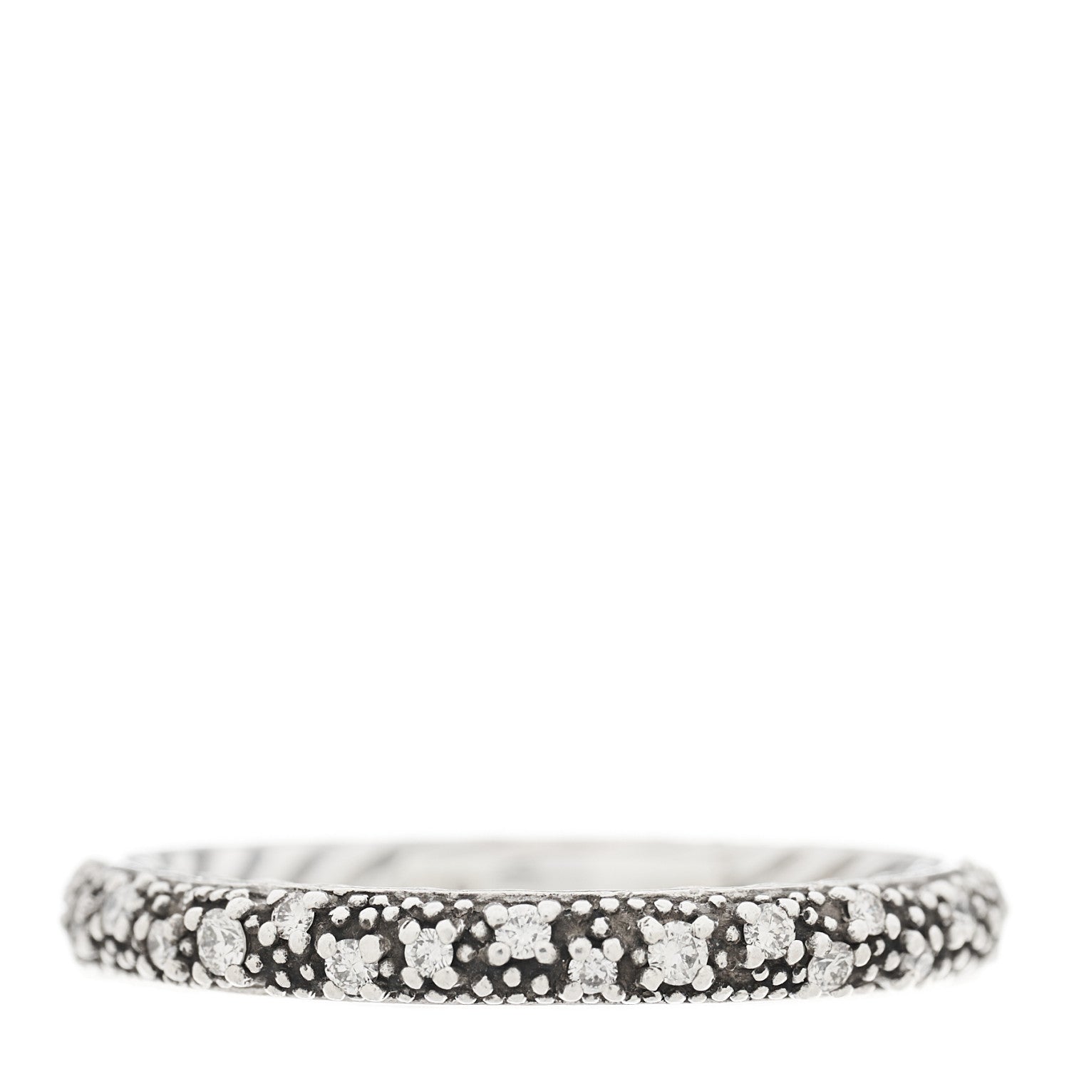 David Yurman Sterling Silver Diamond 3mm Midnight Melange Band Ring 54 7 3 of 5