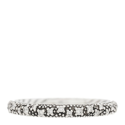David Yurman Sterling Silver Diamond 3mm Midnight Melange Band Ring 54 7 3 of 5
