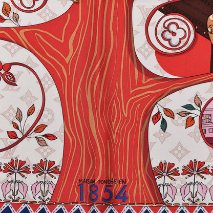 Louis Vuitton Silk Tree Of Louis Square Scarf Beige 3 of 6