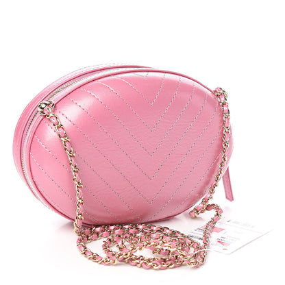 Chanel Calfskin Chevron Stitched Evening Bag Pink 3 of 10