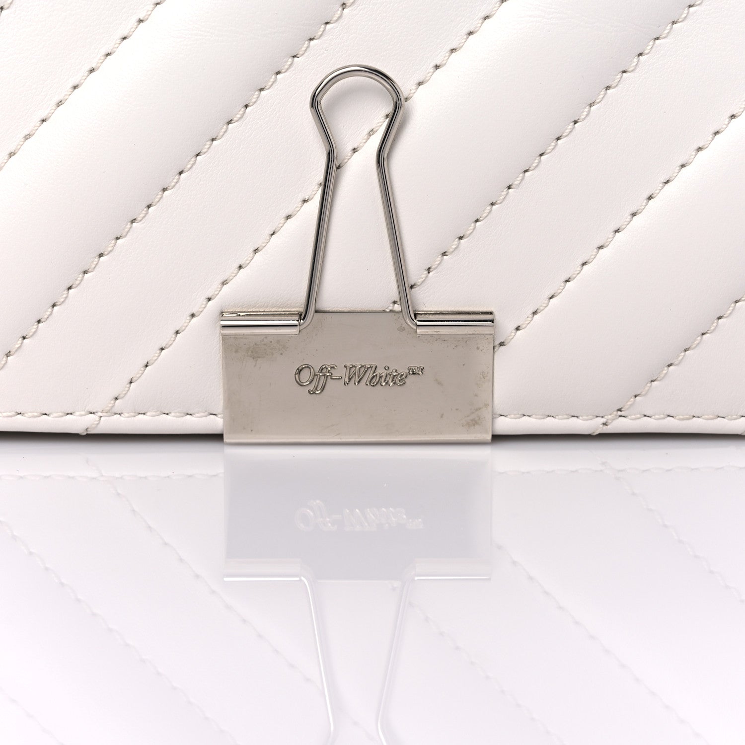 Off-White Calfskin Striped Diag Binder Flap Bag White 12 of 13