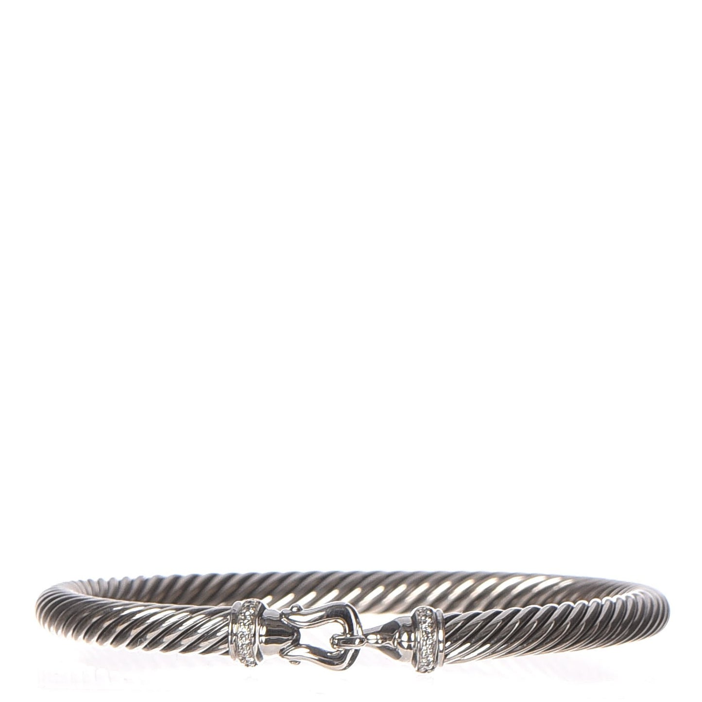 Sterling Silver Diamond 5mm Cable Buckle Bracelet