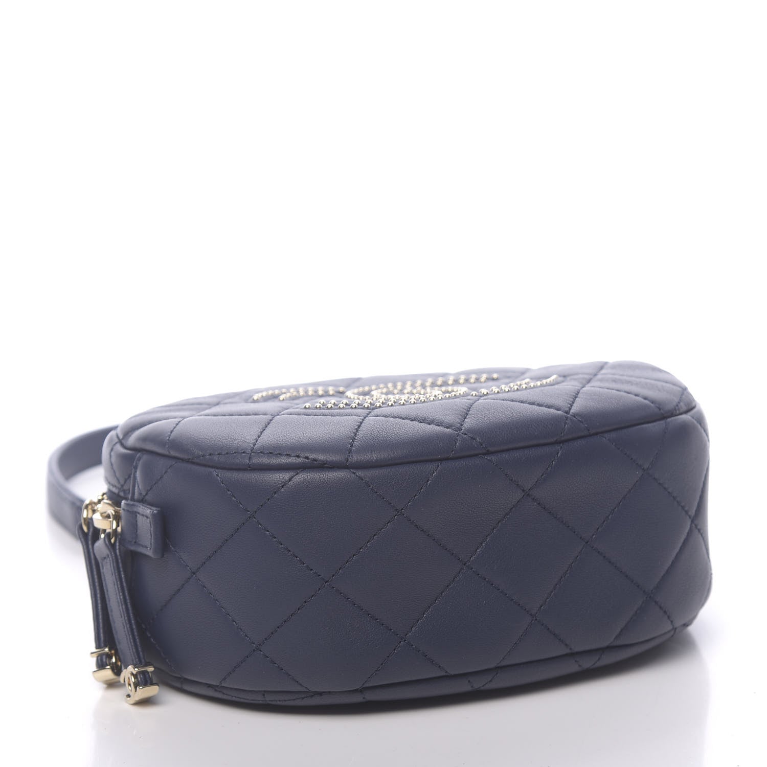 Chanel Lambskin Quilted Studded Camera Case Navy 4 of 11