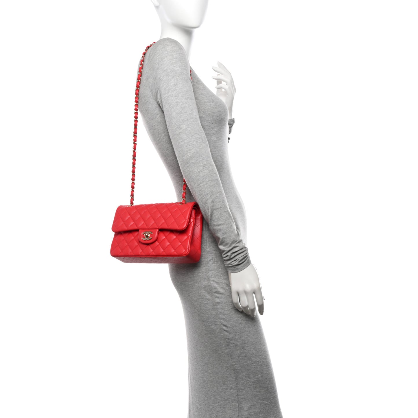 Caviar Quilted Small Double Flap Red