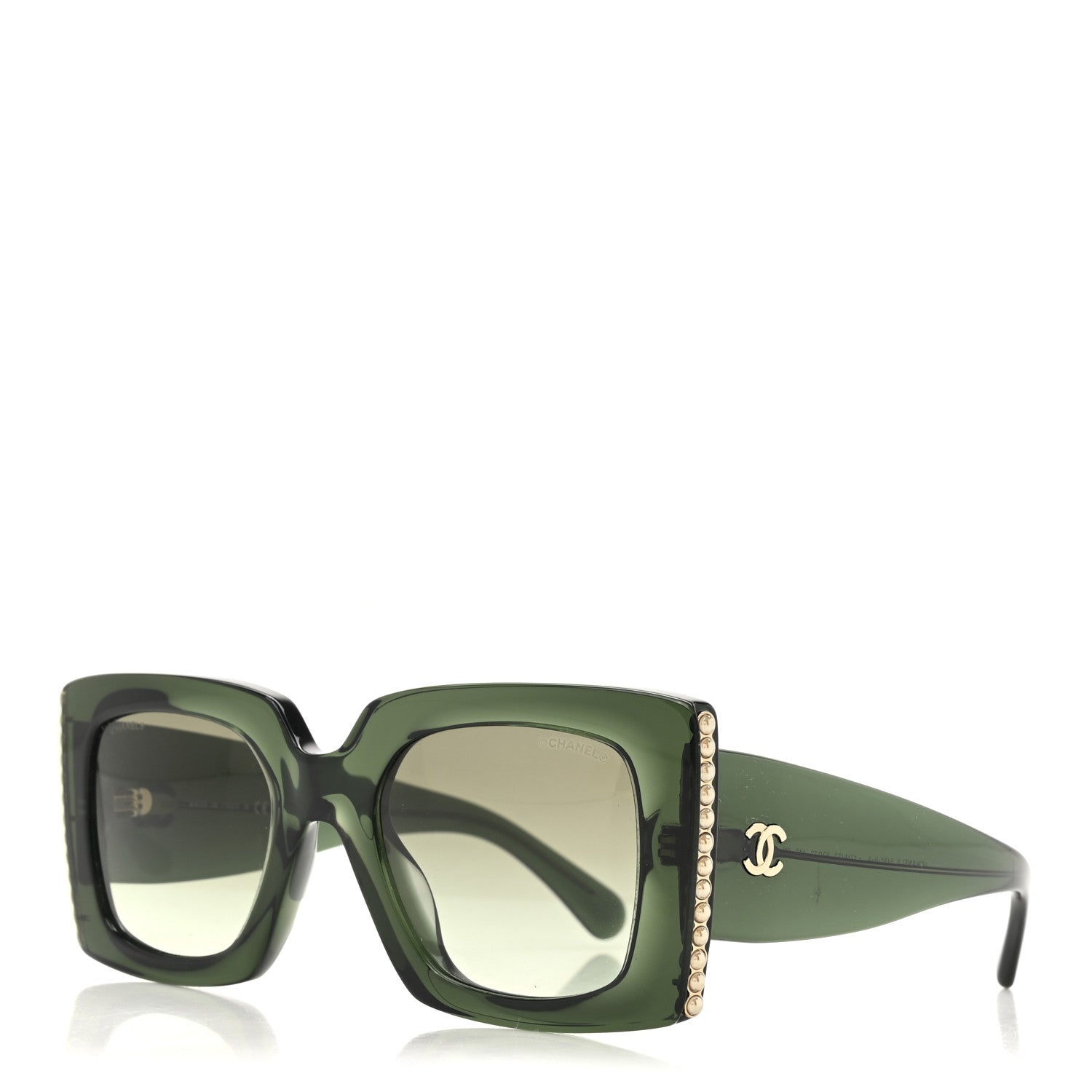 Chanel Acetate Pearl Rectangle Sunglasses 5480-H-A Dark Green 1 of 8