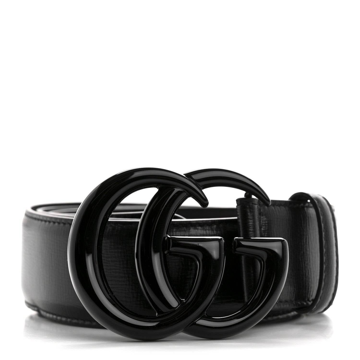 Gucci Azalea Calfskin Enamel Monochrome Double G 40mm Belt 85 34 Black 1 of 8