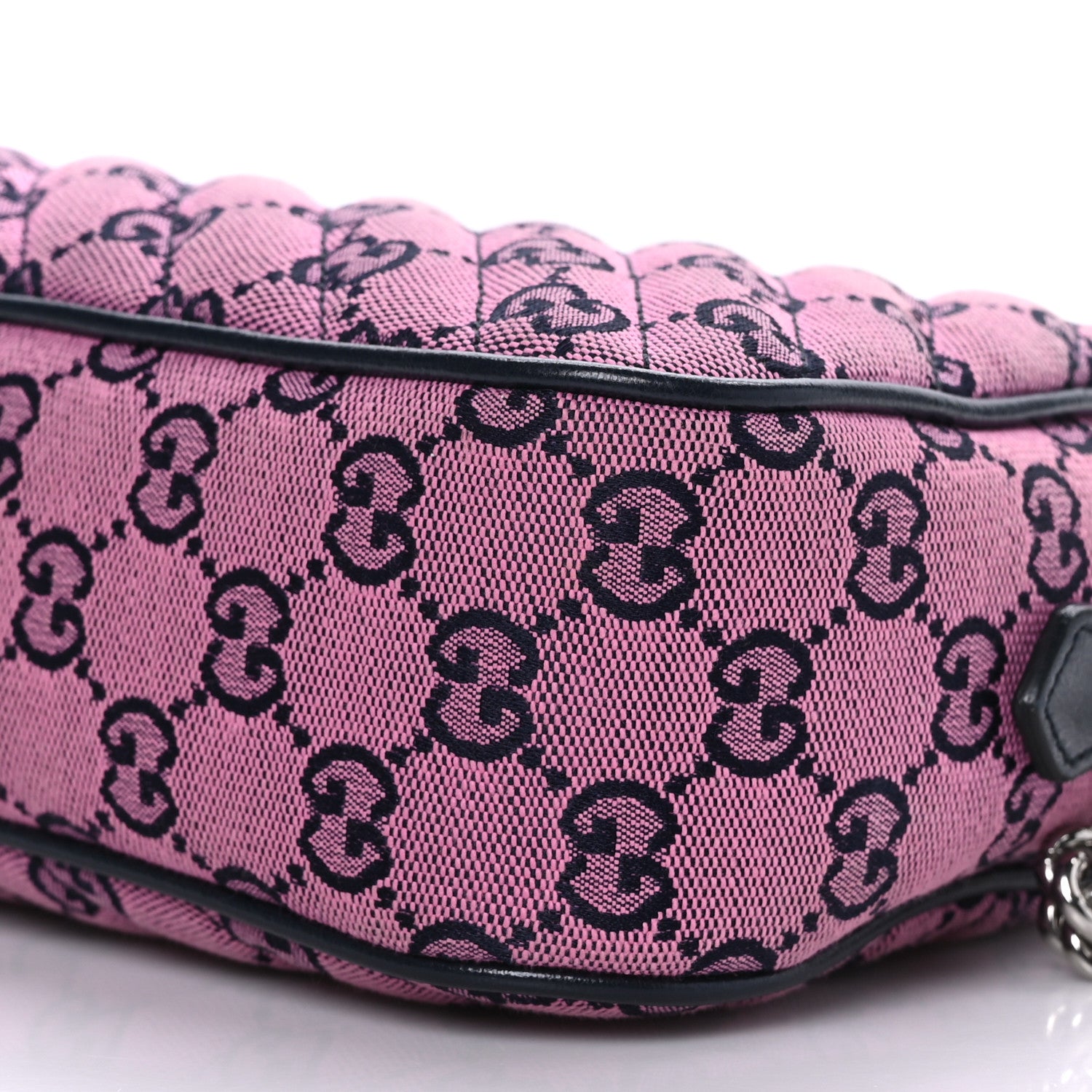 Gucci Monogram Multicolor Matelasse Diagonal Small GG Marmont Chain Shoulder Bag Pink Blue 10 of 10