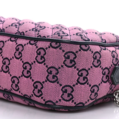 Gucci Monogram Multicolor Matelasse Diagonal Small GG Marmont Chain Shoulder Bag Pink Blue 10 of 10