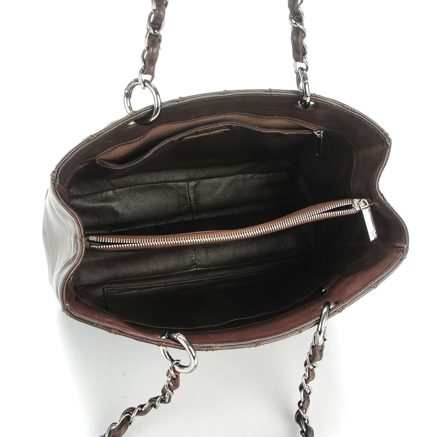 Calfskin Quilted Grand Shopping Tote GST Dark Brown