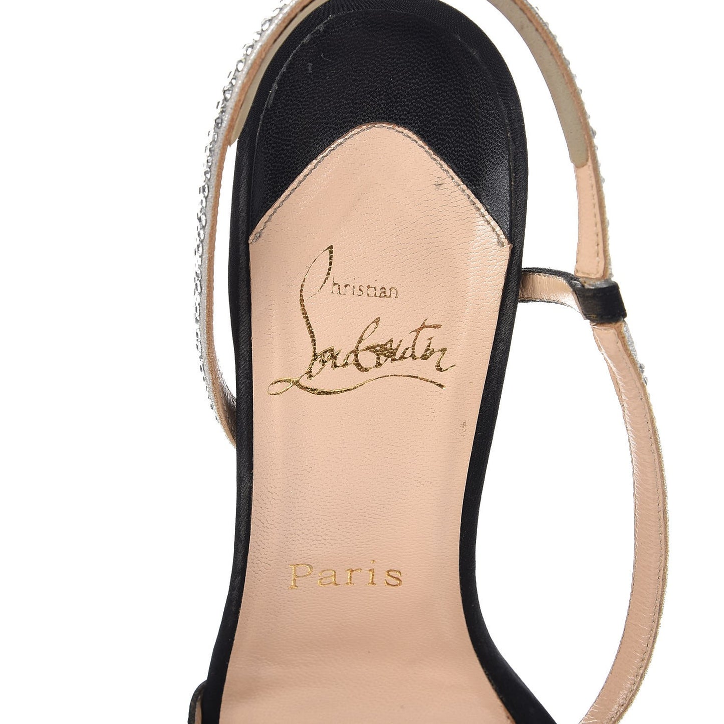 Satin Crystal Slingback Sandals 39 Black