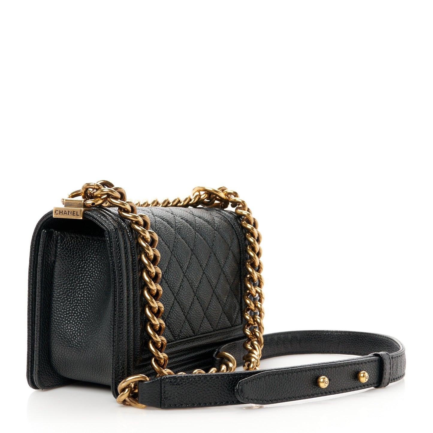 Caviar Quilted Small Boy Flap Black