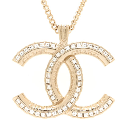 Chanel Baguette Crystal Logo CC Chain Necklace Gold 4 of 6