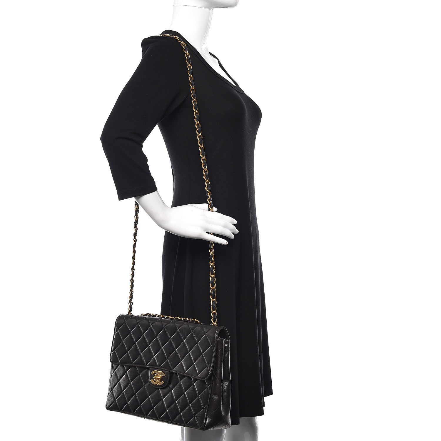 Chanel Lambskin Quilted Jumbo Single Flap Black 2 of 18