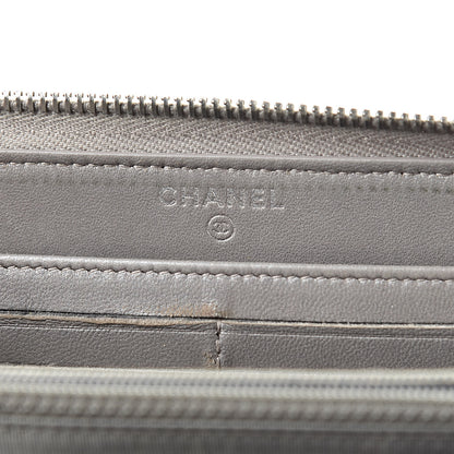 Chanel Calfskin Resin Stitched Zip Around Wallet Grey 6 of 17