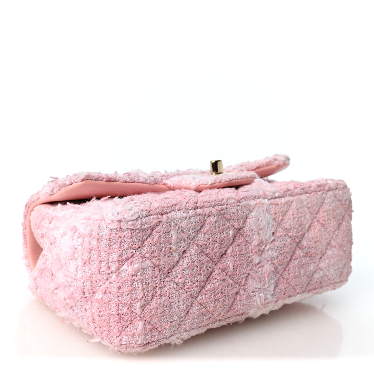 Chanel Tweed Quilted Mini Rectangular Flap Light Pink White 4 of 11