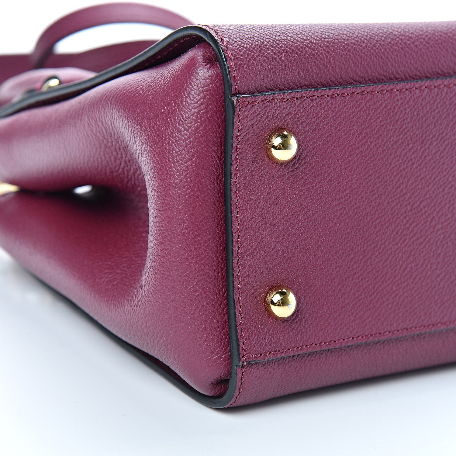 Burberry Soft Grain Calfskin Small Buckle Tote Dark Plum 8 of 10