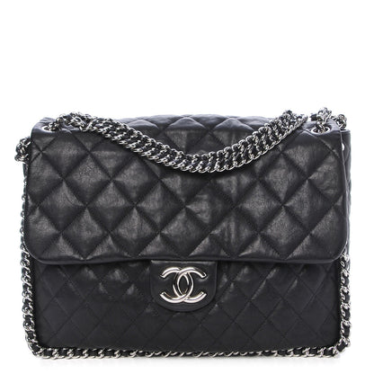 Chanel Washed Lambskin Quilted Maxi Chain Around Flap Black 1 of 9