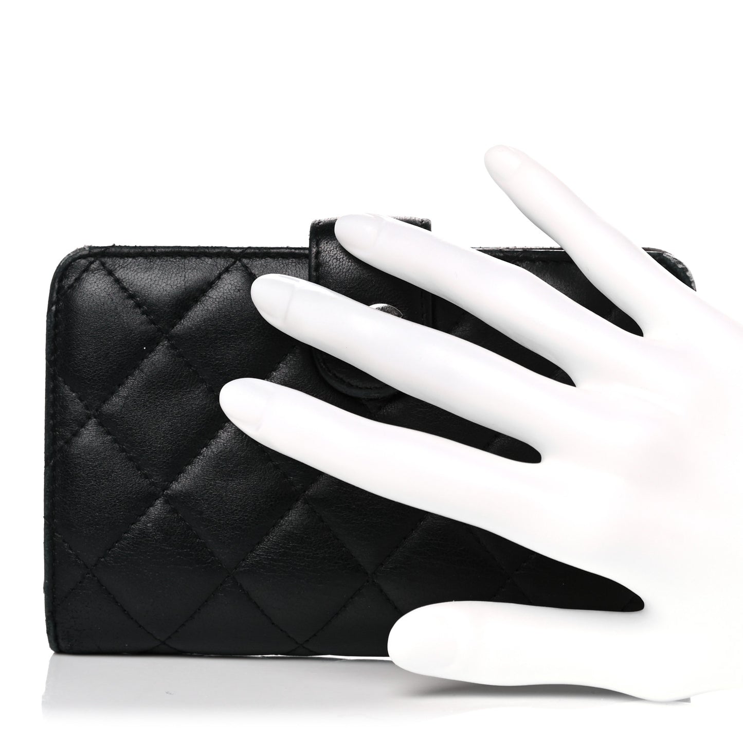 Lambskin Quilted Zipped Pocket Wallet Black