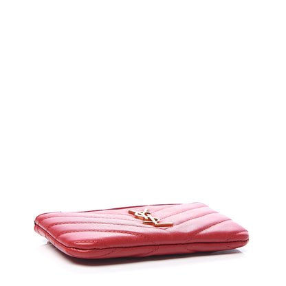 Saint Laurent Calfskin Matelasse Monogram Key Pouch Rouge Eros 3 of 6