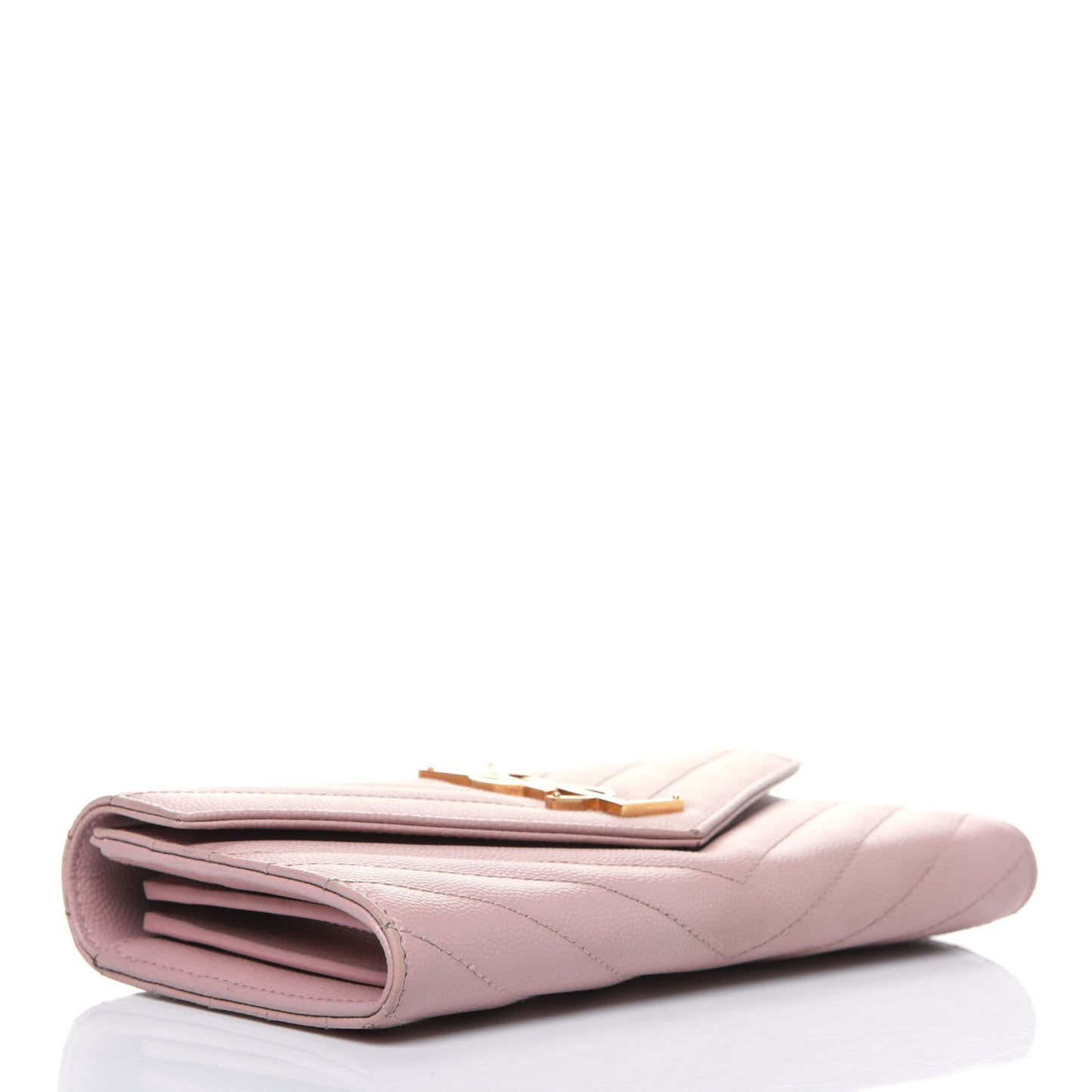 Grain De Poudre Matelasse Chevron Monogram Flap Wallet Pale Pink