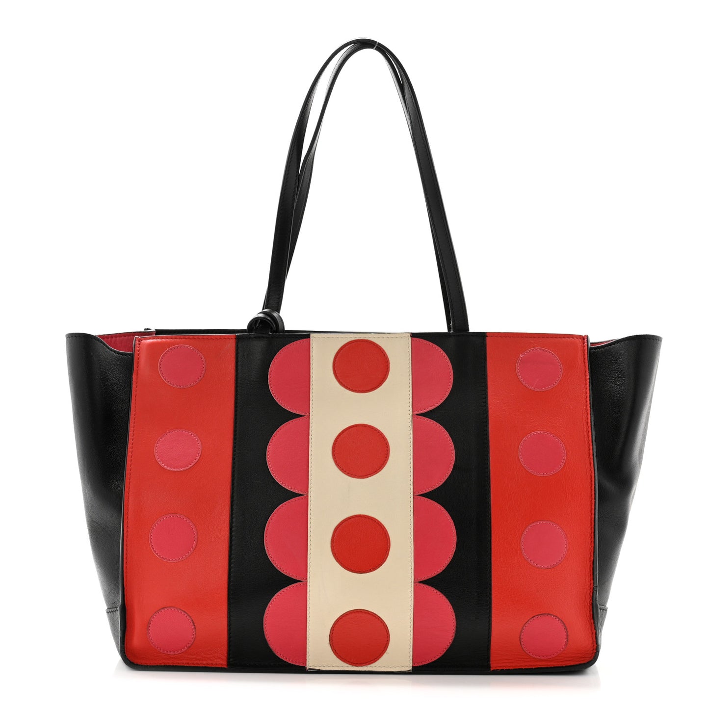 Calfskin Carmen Medium Tote Black Deep Rose