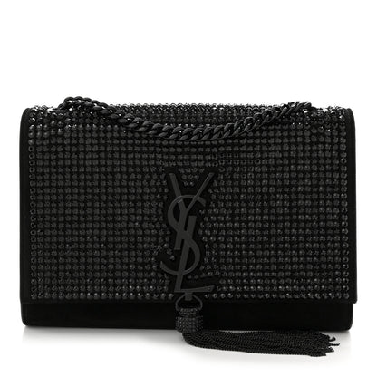 Saint Laurent Calfskin Crystal Studded Small Classic Monogram Kate Tassel Satchel Black 1 of 10