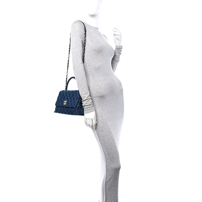 Chanel Denim Quilted Small Coco Handle Flap Blue Blue 3 of 10