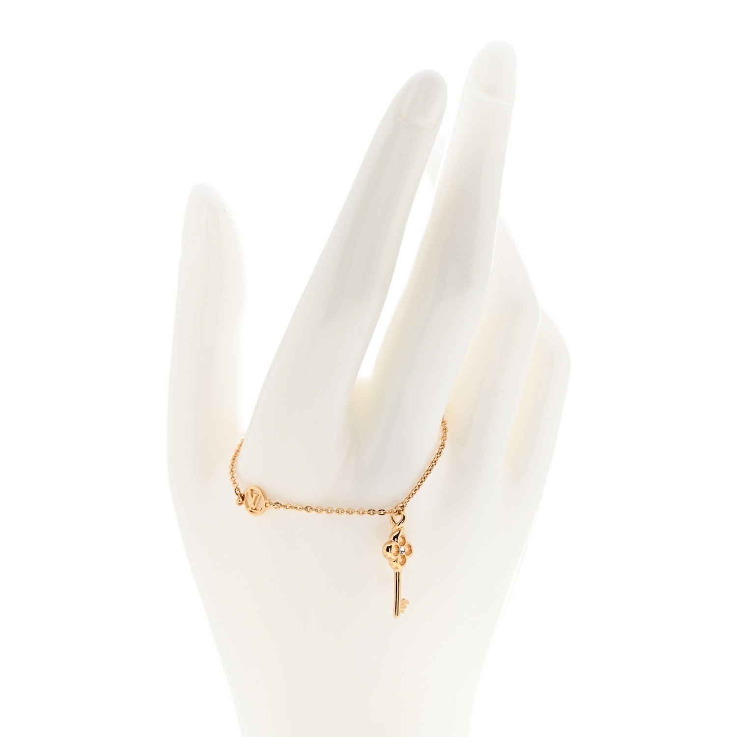 Louis Vuitton Swarovski Crystal Lady Lucky Key Supple Bracelet Gold 2 of 6