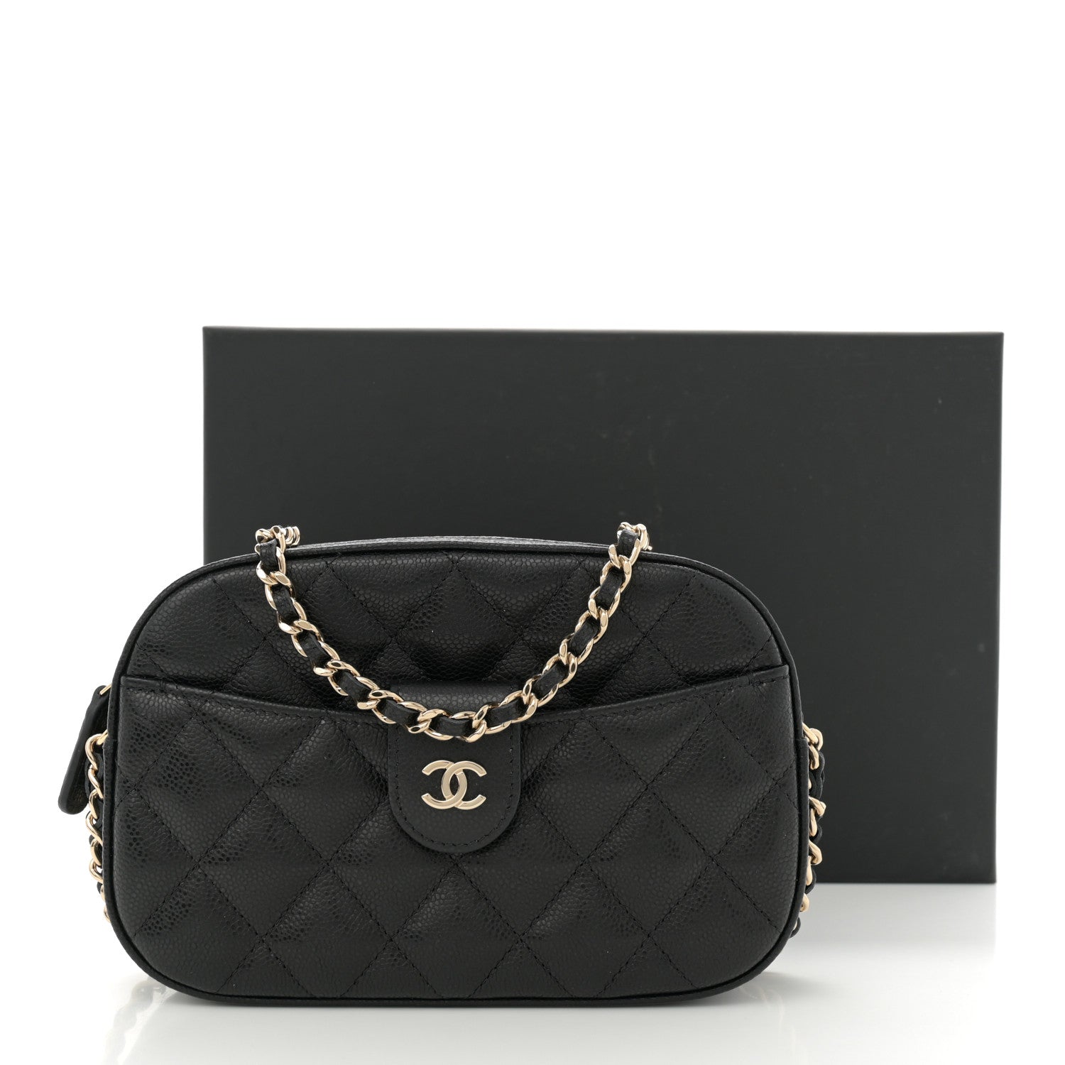 Chanel Caviar Quilted Chain Camera Bag Black 11 of 11