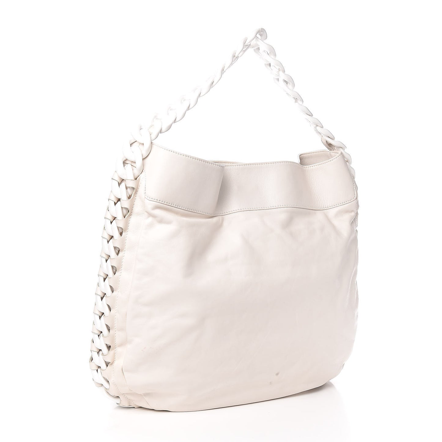Calfskin Modern Chain Rhodoid Hobo White