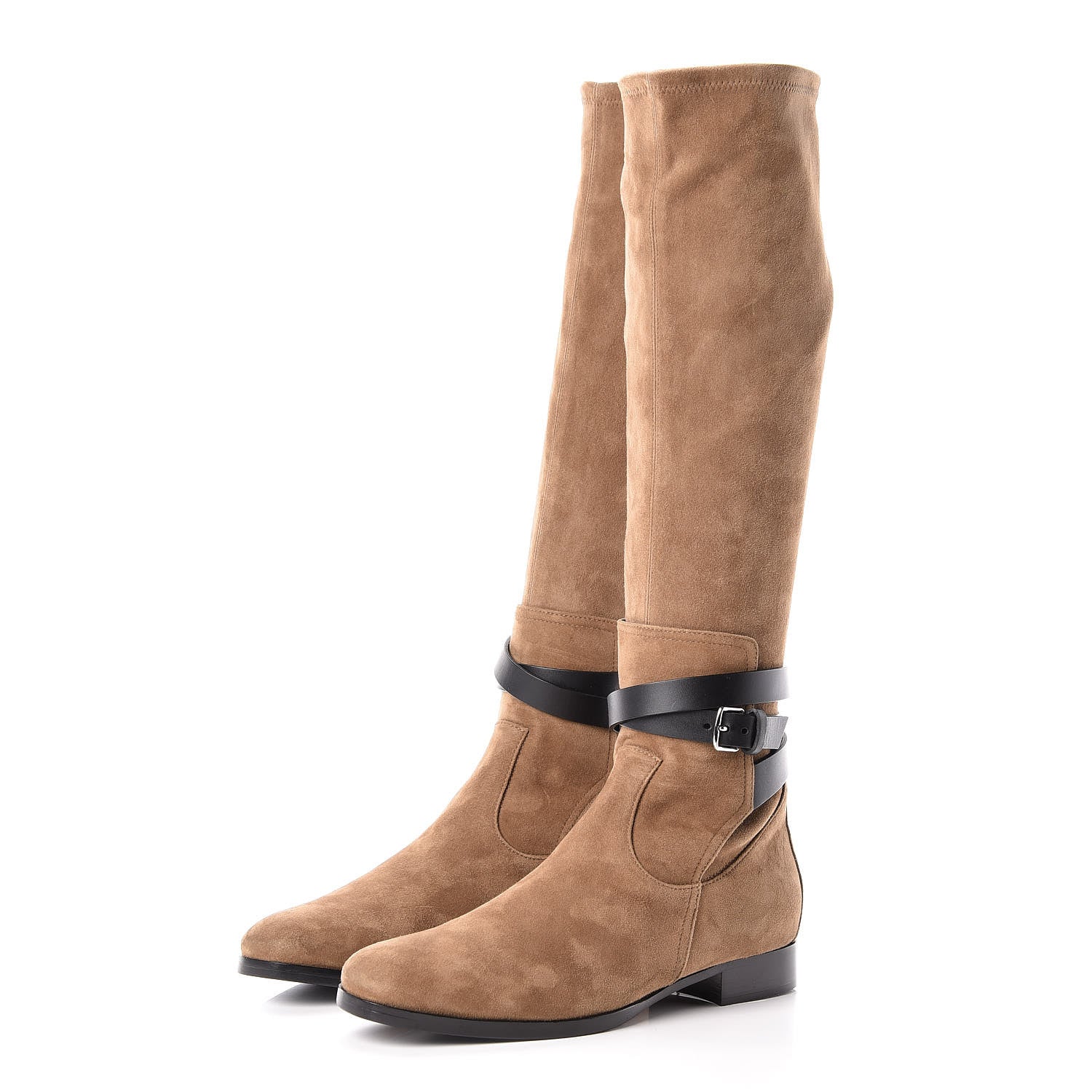 Hermes Suede Belted Boots 37.5 Brown 3 of 8