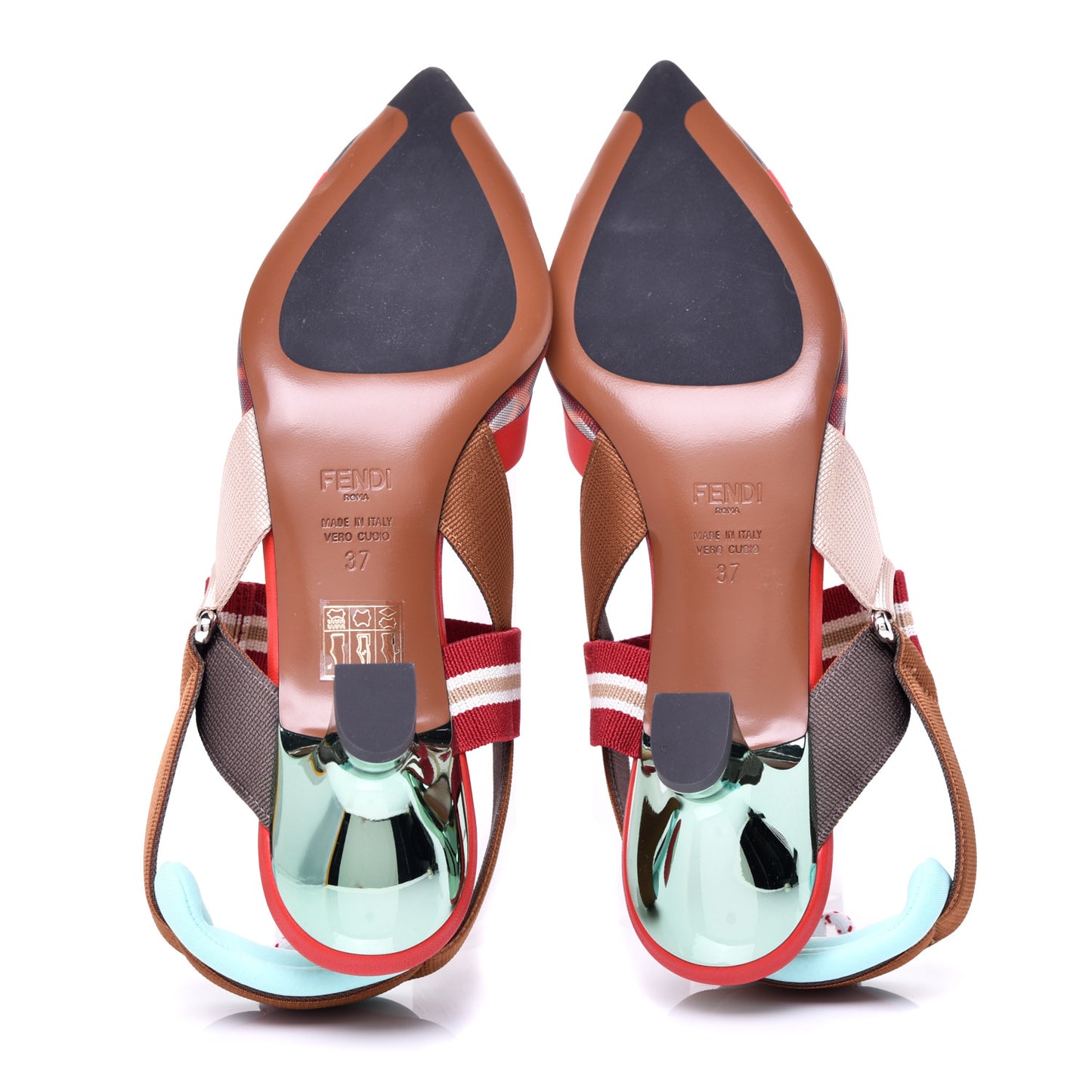 Technical Mesh FF Colibri 55mm Slingback Pumps 37 Tobacco Moro Cipria Papavero Camelia