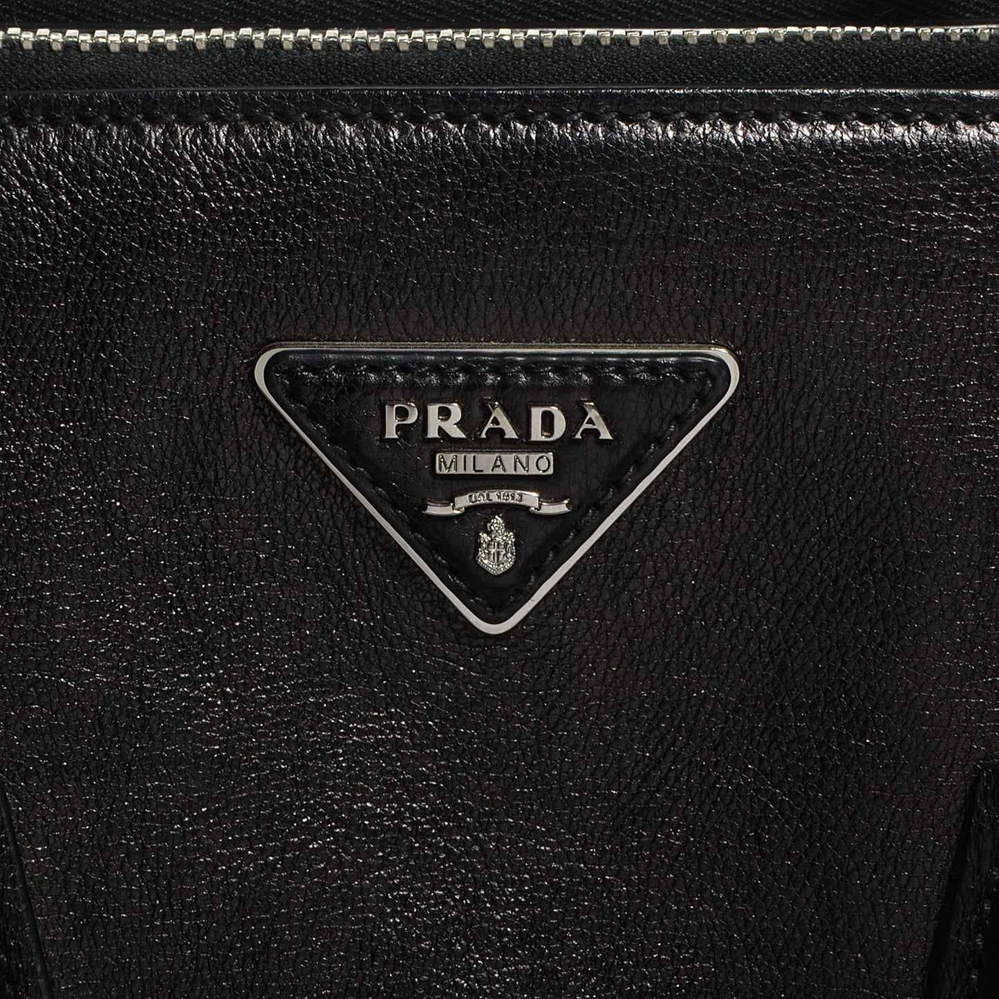 Glace Calf Twin Pocket Tote Nero Black