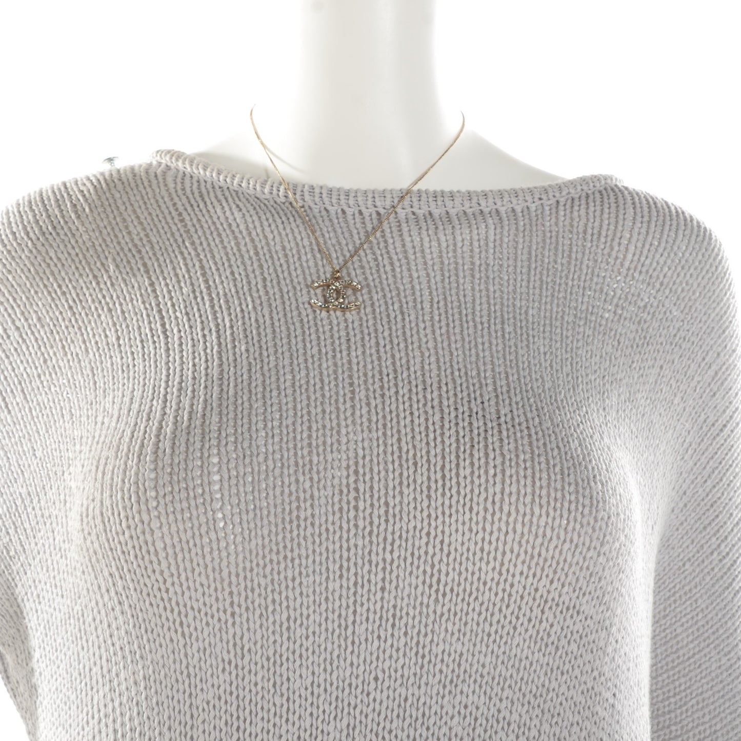 Crystal Baguette CC Necklace Light Gold