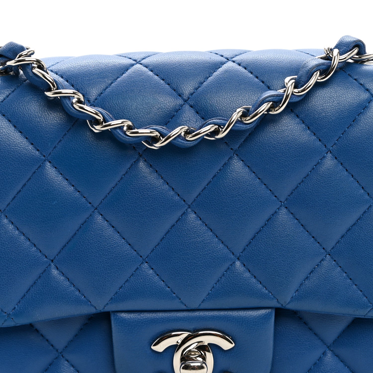 Chanel Lambskin Quilted Mini Square Flap Blue 8 of 10