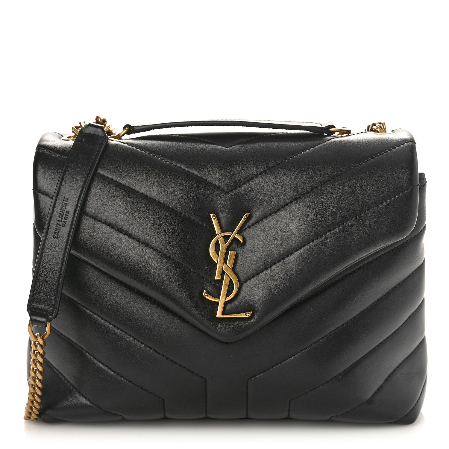 Saint Laurent Calfskin Y Quilted Monogram Small Loulou Chain Satchel Black 1 of 11