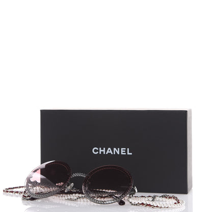 Chanel Round Removable Triple Hanging Chain Sunglasses 4245 Pink Silver 8 of 8