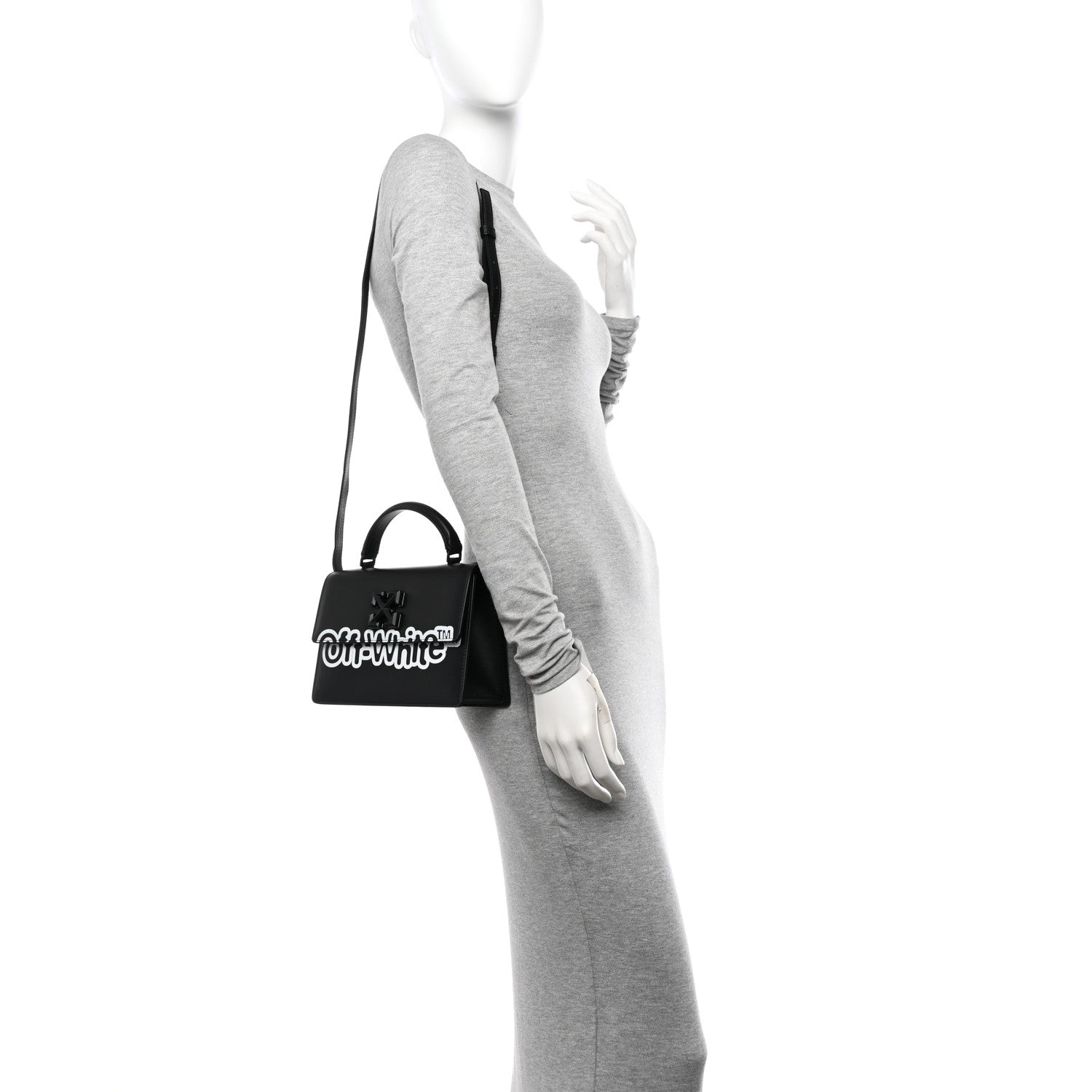 Off-White Calfskin Jitney 1.4 Shoulder Bag Black 2 of 9