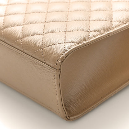 Saint Laurent Grain De Poudre Textured Mixed Matelasse Triquilt Large Monogram Satchel Natural Tan 8 of 8
