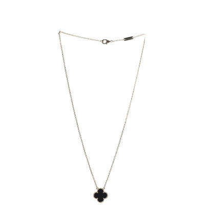 Van Cleef & Arpels 18K Yellow Gold Black Onyx Vintage Alhambra Pendant Necklace 3 of 6
