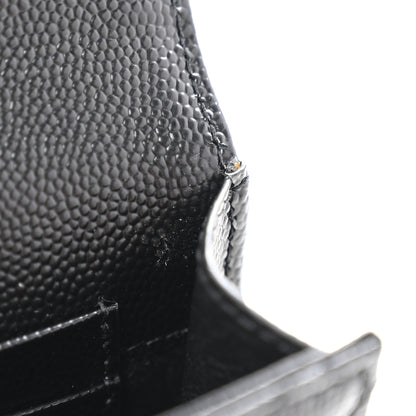 Saint Laurent Grain De Poudre Textured Mixed Matelasse Triquilt Small Monogram Envelope Wallet Black 8 of 10
