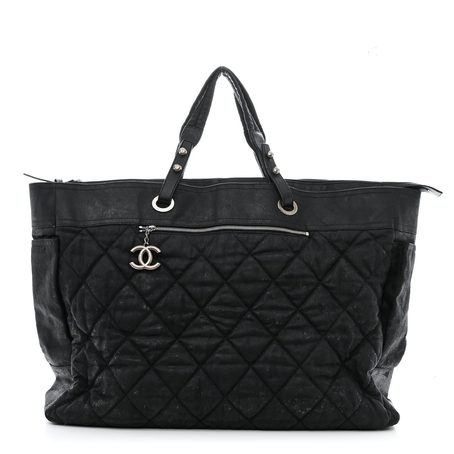 Chanel Coated Canvas Stitched XL Paris Biarritz Tote Black 3 of 20