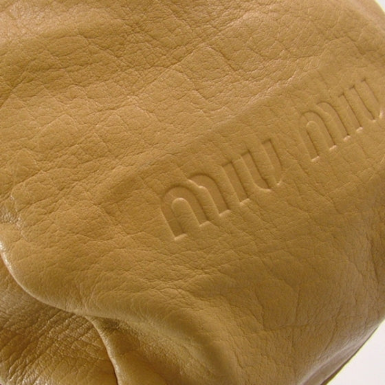 Leather Gathered Tote Camel