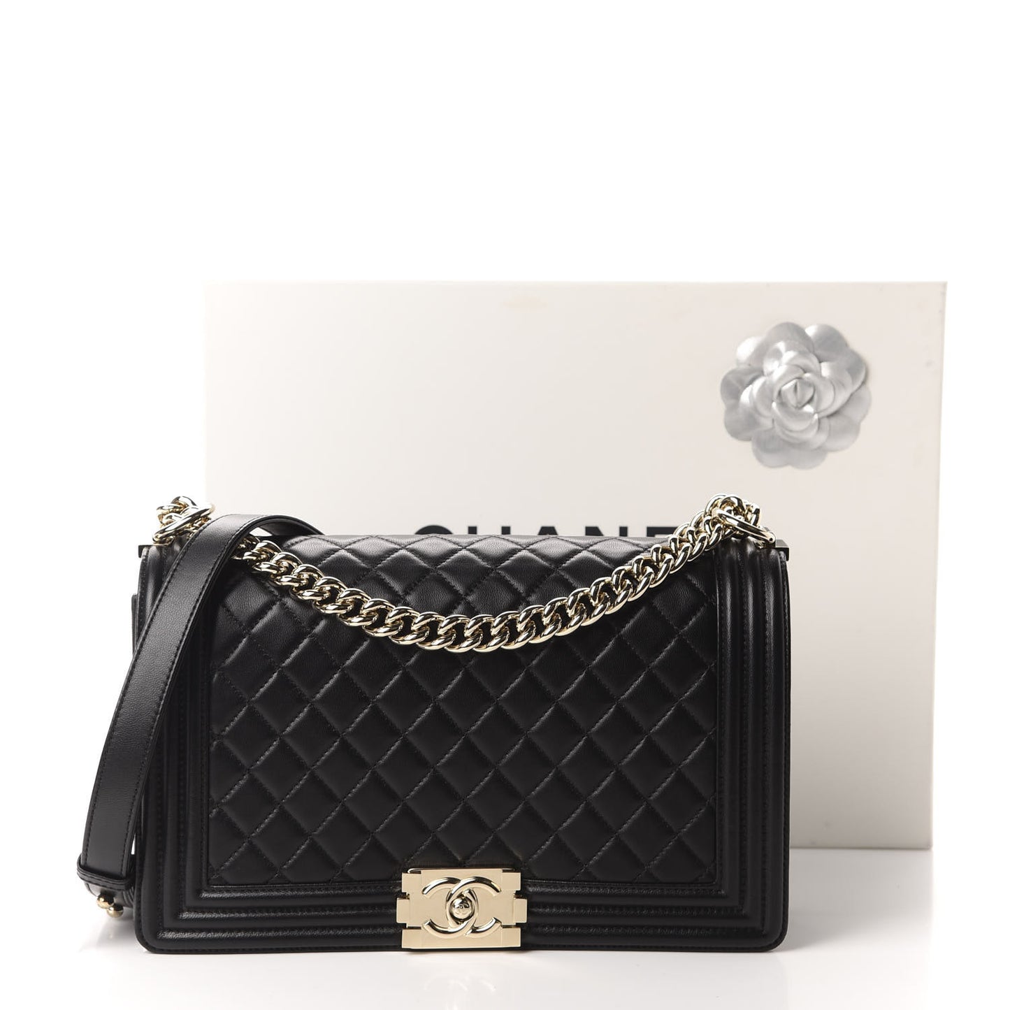 Lambskin Quilted New Medium Boy Flap Black