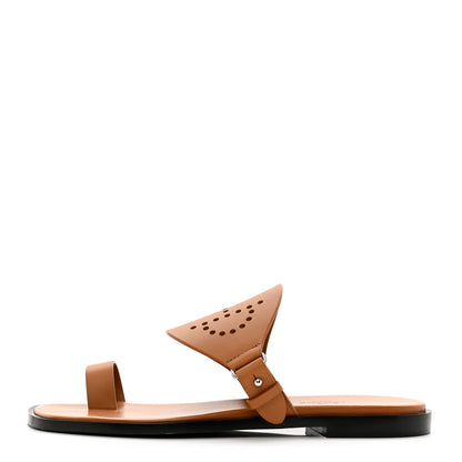 Hermes Calfskin Perforated Hera Sandals 36 Naturel 1 of 9